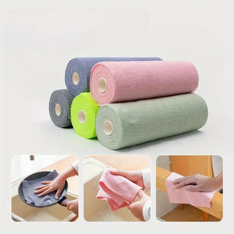 Reusable Microfiber Cleaning Cloth Roll (25pcs)