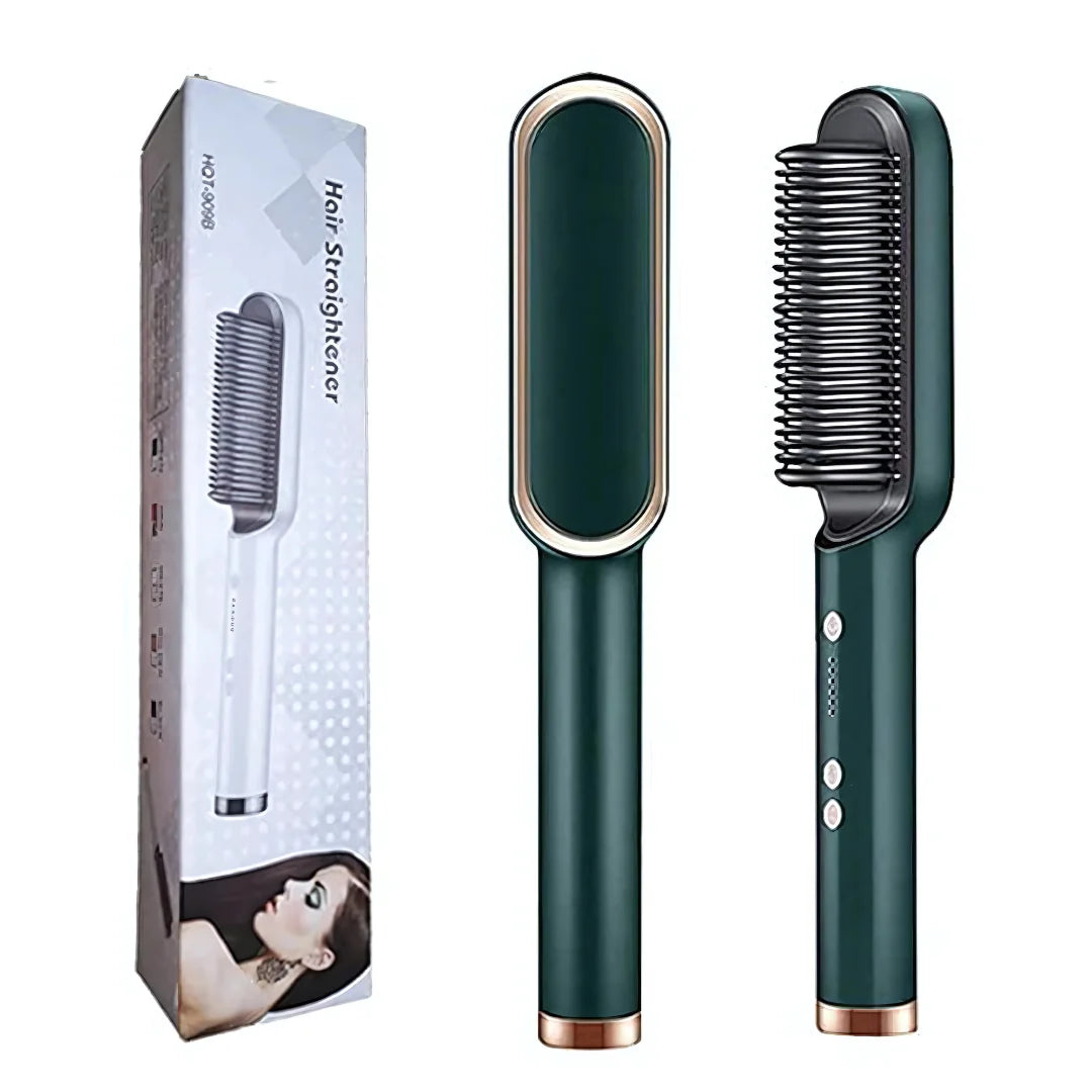 Professional Hair Straightener 3-in-1 Tourmaline Ceramic Hair Styler – Straightener, Curler & Brush