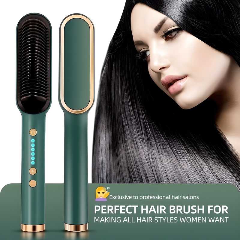 Professional Hair Straightener 3-in-1 Tourmaline Ceramic Hair Styler – Straightener, Curler & Brush