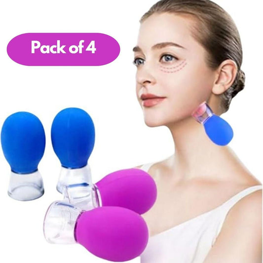 Vacuum Pressure Facial Massage Cups Pack of 4